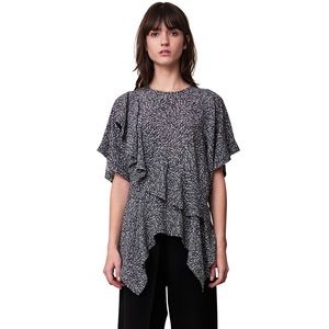 Rodebjer asymmetrical draped abstract leaf top